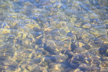 sea bed bottom rocks through water background texture