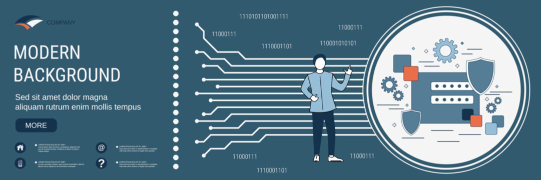Digital technology banner vector design template. Account protection, information security, access control concept