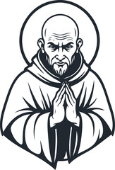Medieval Christian monk, vector illustration - 746752372