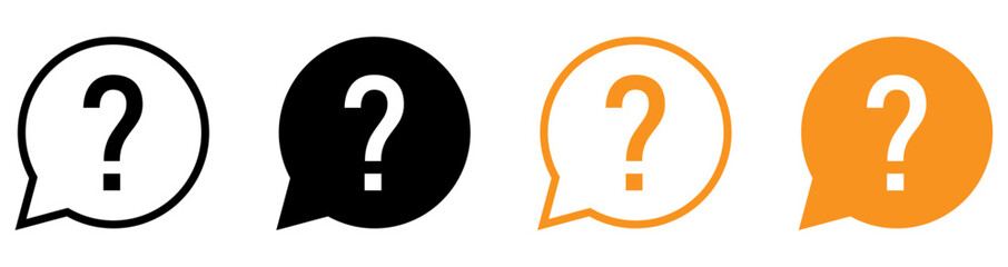 Question mark set icons. Help sign speech bubbles. Chat question icon. Vector illustration