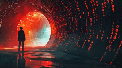 major breakthroughs in cryptography with a compelling image showcasing a cybersecurity expert analyzing the security of digital data