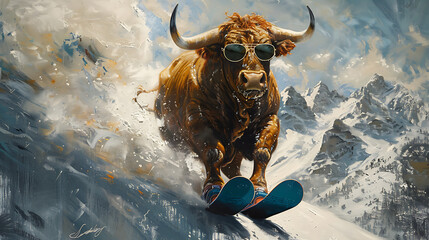 bull on ski
