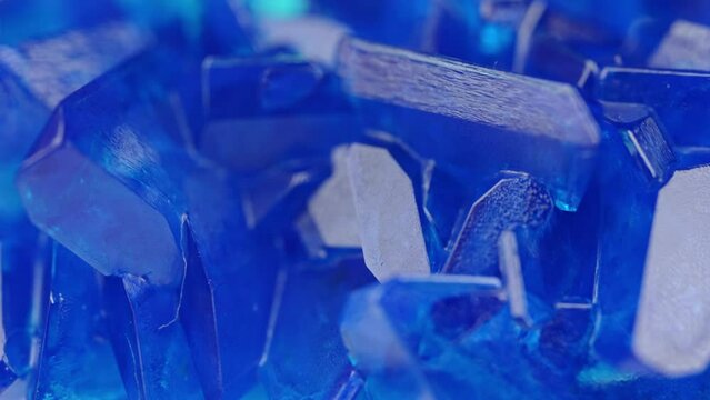 Blue crystals of grown copper sulphate.