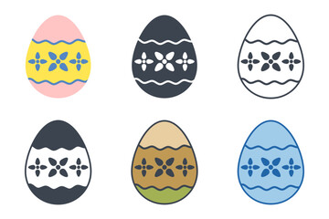 Easter day festival. Easter eggs icons on white background. Vector illustration