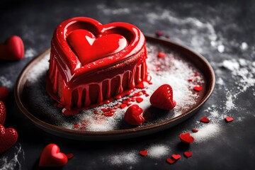 heart shaped chocolate cake with raspberries