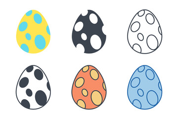 Easter day festival. Easter eggs icons on white background. Vector illustration