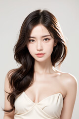 Fototapeta premium Gorgeous Young Female Model - Fashion or Cosmetics Model - Beauty with Perfect Fine Features - Beautiful Smooth Hair