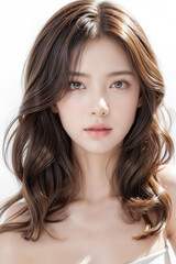 Fototapeta premium Gorgeous Young Female Model - Fashion or Cosmetics Model - Beauty with Perfect Fine Features - Beautiful Smooth Hair