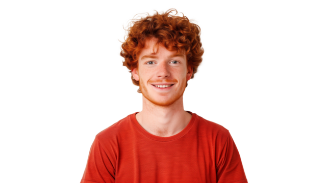 guy with red curly hair isolated on transparent background 