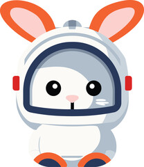 Cute bunny astronaut helmet, cartoon rabbit space suit. Adorable space themed character design. Whimsical kids illustration vector illustration