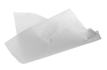 Crumpled and torn folded paper towel isolated on white - obrazy, fototapety, plakaty