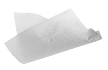 Crumpled and torn folded paper towel isolated on white