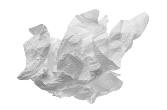 Crumpled and torn paper towels isolated on white - Powered by Adobe