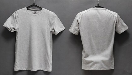 grey t shirt front and back blank t shirt mockup template for design