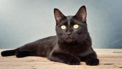 cute black cat lying