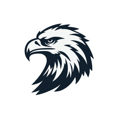 Black and white eagle head face vector logo design template