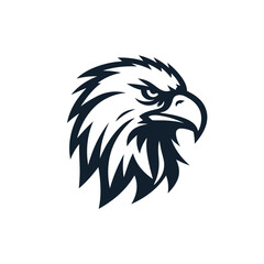 Black and white eagle head face vector logo design template