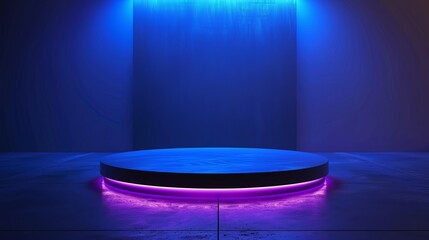 Neon minimalistic podium for the exhibition stand