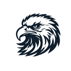 Black and white eagle head face vector logo design template