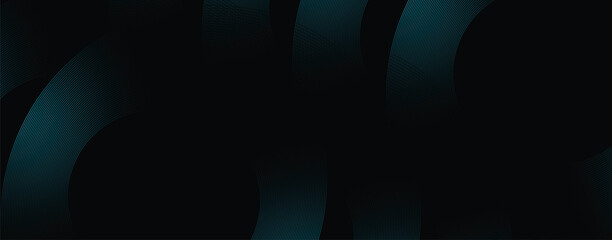 Abstract glowing circle lines on dark background. Futuristic technology concept. Horizontal banner template. Suit for poster, cover, banner, brochure, website