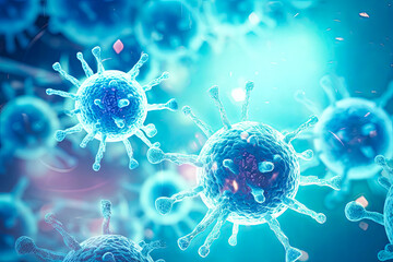 medical background with virus cells and dna
