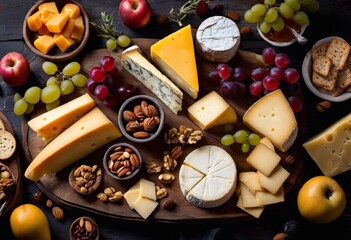 illustration, guide perfect cheese pairing, food, wine, fruit, gourmet, platter, flavor, nutrition, dairy, variety, snack, selection, bread, board, meal, dining