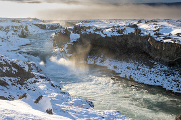 Cascades of the waterfall, Iceland