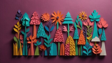 Fototapeta na wymiar hand crafted paper cutout art background 