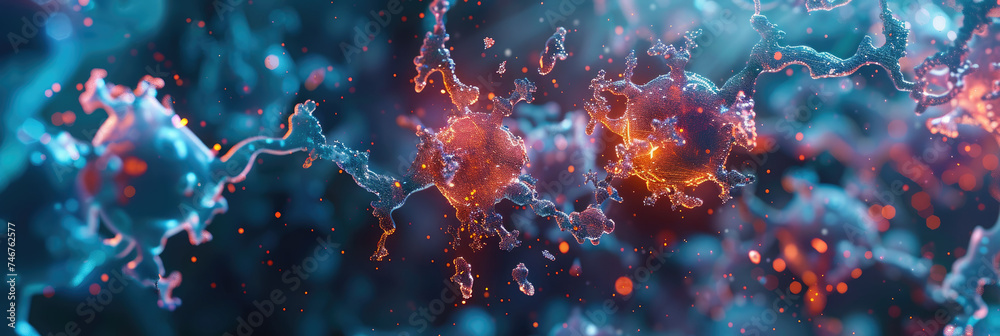 Poster abstract depiction of global data network - a digital illustration representing an interconnected wo