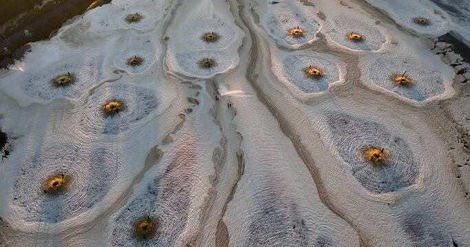 Aerial view of effluent discharge from a pulp and paper mill in Brunswick, Georgia.