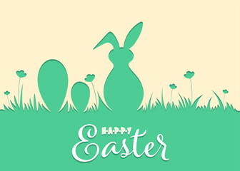 Easter design with cute Rabbit and text, hand-drawn illustration