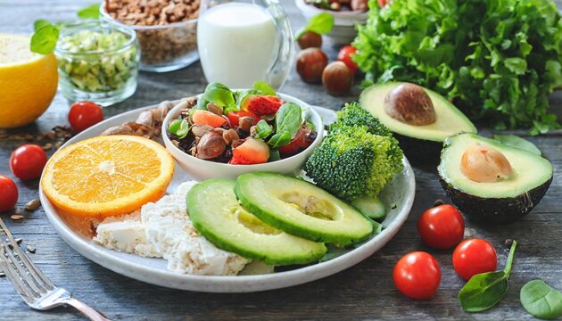 healthy breakfast with ingredients intermittent fasting diet food concept healthy organic food for weight loss body weight loss and weight loss selective focus