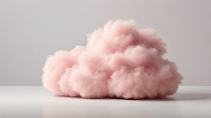 Pastel colored, cloud shaped cotton candy on pastel background 