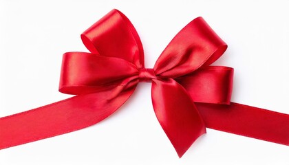 red satin gift bow ribbon isolated on white