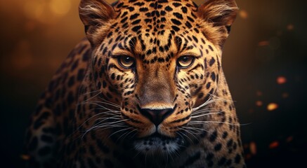  the powerful yet graceful visage of a leopard, utilizing advanced digital techniques to create a captivating artwork in breathtaking 8k resolution. 