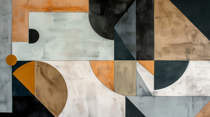 Abstract Geometric Artwork: Earthy Tones and Bold Shapes