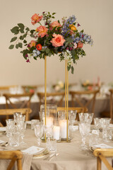 Wedding table setting in a vintage building.