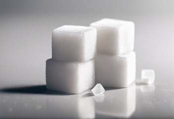 Close-up of four white sugar cubes isolated on white background Worst Foods for Diabetes