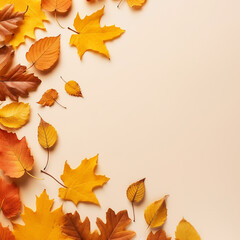 Naklejka na ściany i meble 3d photo of autumn leaves background made with generative ai