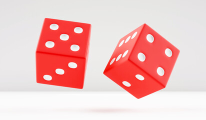 red 3d casino dice on studio background