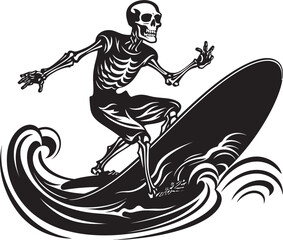 SkeleSurf Shred the Waves in Style BoneBoarding Skeleton Surfing Logo