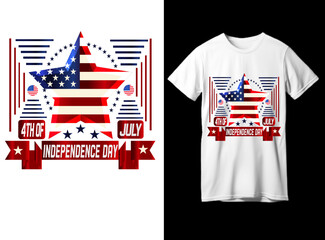 4th of July T shirt Design with typography flag and vector