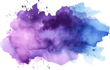 abstract watercolor stain purple and blue on a transparent background	