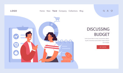 Financial planning web banner or landing page. Personal and family