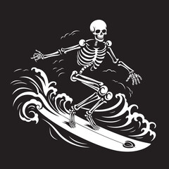 Skull Surfer Iconic Vector Graphics Surfing Skeleton Crew Logo Design