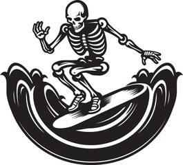 Surfing Skeletons Vector Surf Logo Design Bone Breaker Surf Cartoon Skeleton Vector Icon
