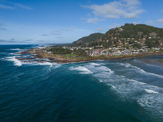 Fototapeta na wymiar Aerial Photo Yachats Oregon Coast Pacific Northwest Coastline