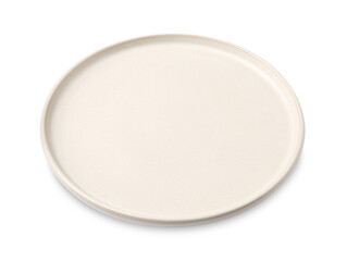 Beautiful ceramic plate isolated on white. Cooking utensil - obrazy, fototapety, plakaty
