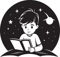 Story Seekers Black Vector Kids Logo Bookish Bliss Childrens Reading Icon