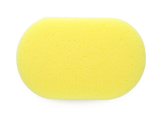 One yellow sponge isolated on white, top view